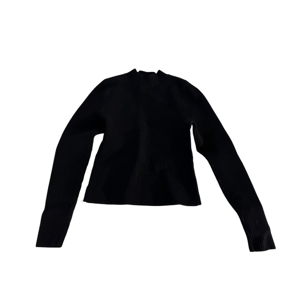 Black ribbed mock neck top size Small